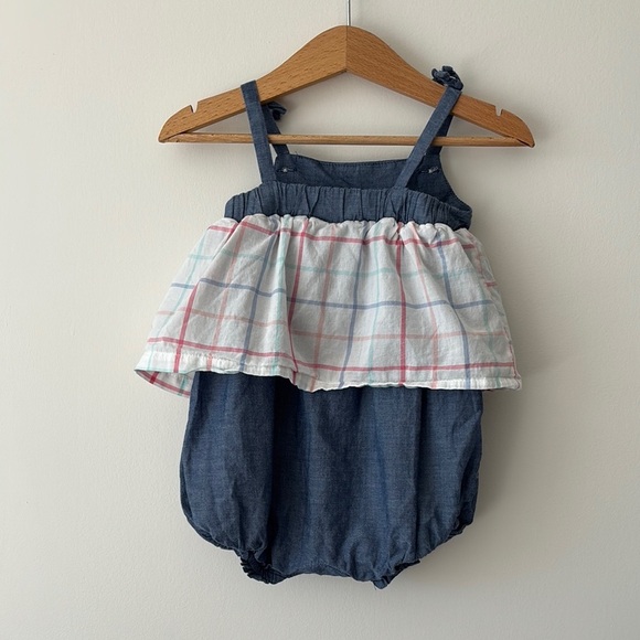 Kids Plaid Denim Romper - Picture 2 of 2
